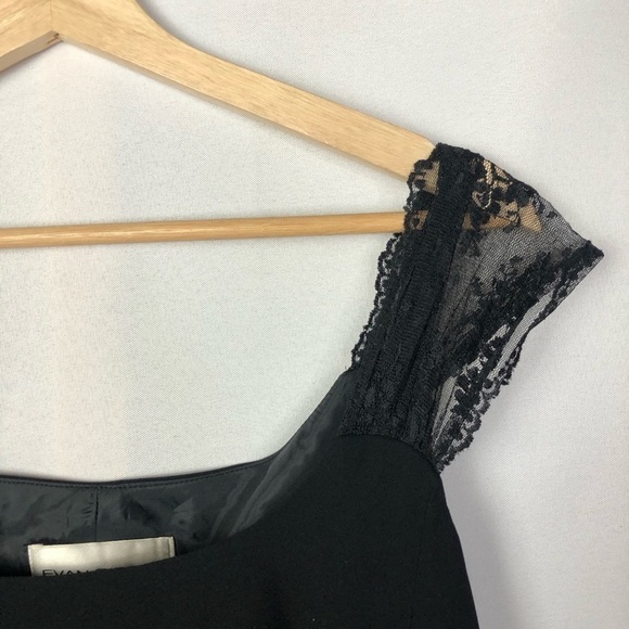 Evan Picone Black Sheath Lace Cap Sleeve Knee Length Dress 10 - Picture 4 of 5